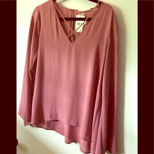 Lush blush long sleeve blouse